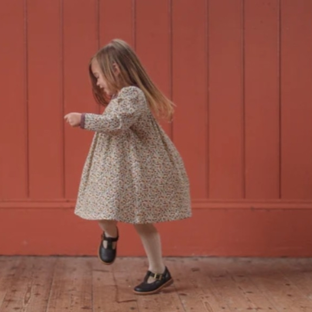 Floral Long-Sleeve Kids Casual Dress